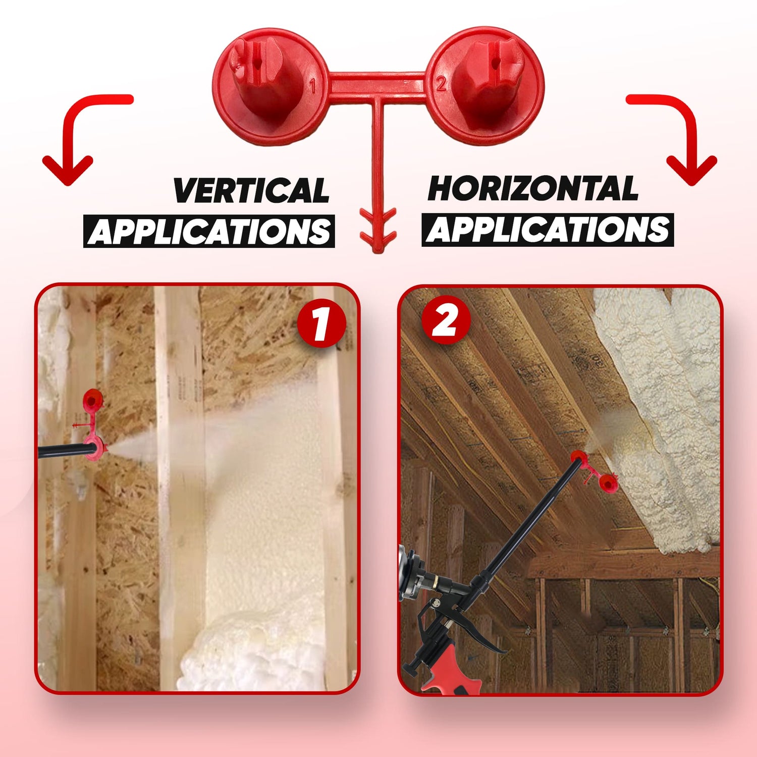 Red Nozzle Set (1-2)(Vertical - Horizontal) for Spray Foam Gun