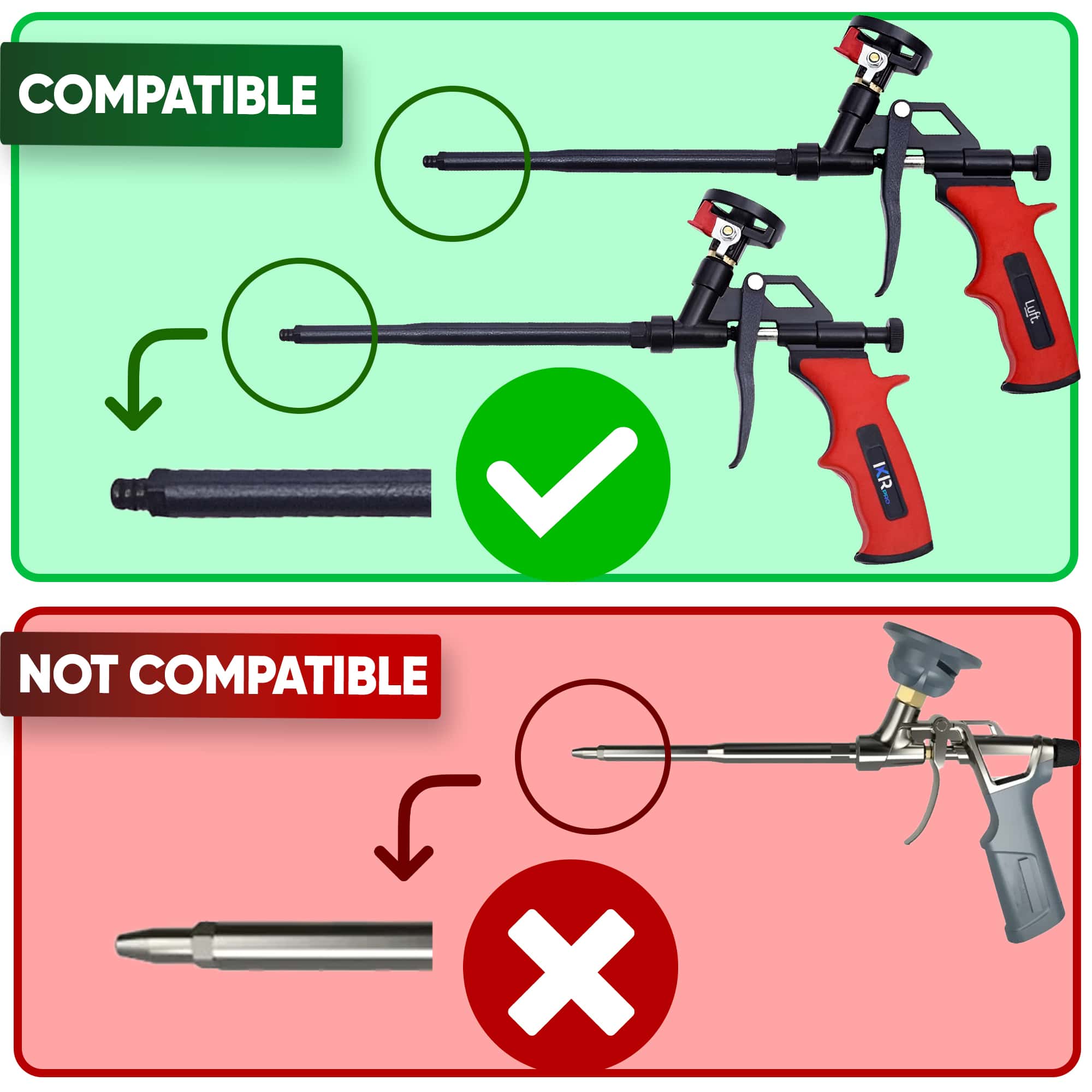 Red Nozzle Set (Vertical - Horizontal) for Spray Foam Gun